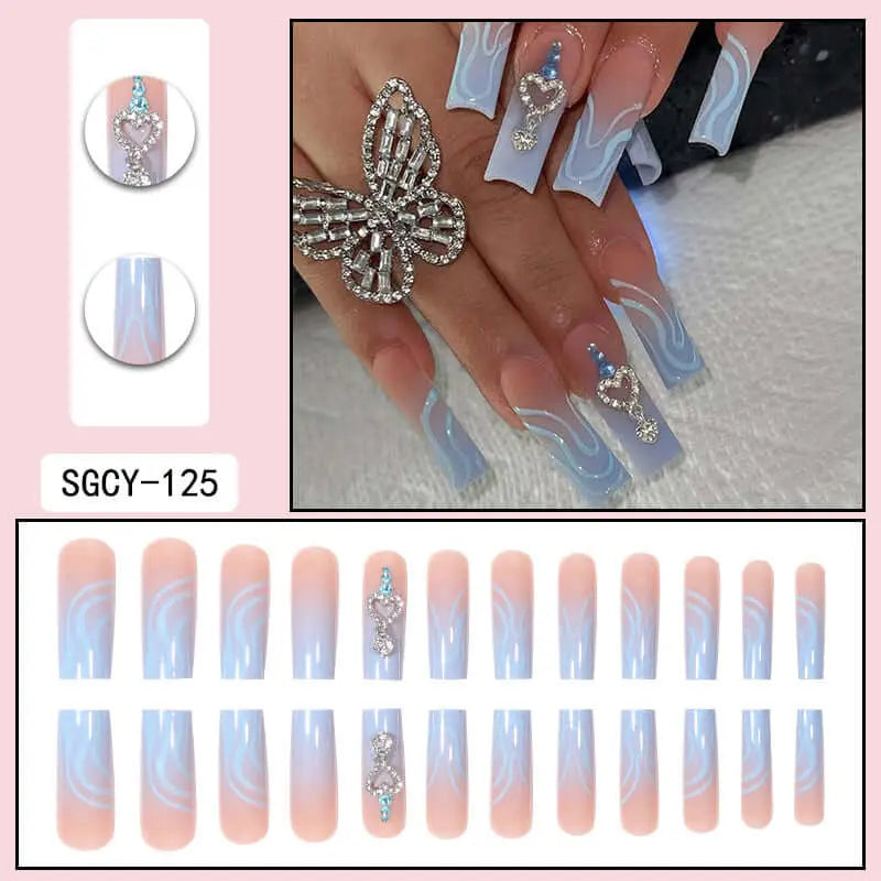 24Pcs Salon French Wenston Press on Nails Tip Nails for Nail Art