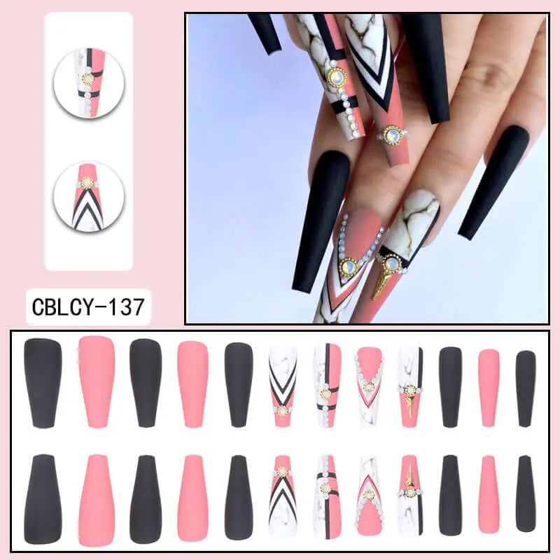 24Pcs Salon French Wenston Press on Nails Tip Nails for Nail Art