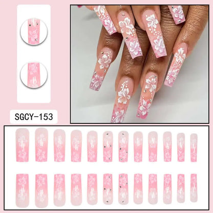 24Pcs Salon French Wenston Press on Nails Tip Nails for Nail Art