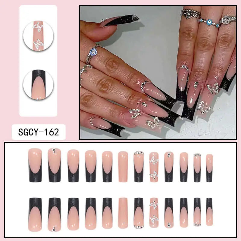 24Pcs Salon French Wenston Press on Nails Tip Nails for Nail Art