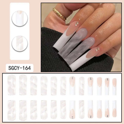 24Pcs Salon French Wenston Press on Nails Tip Nails for Nail Art