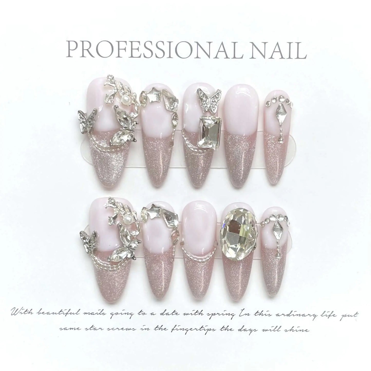 Wenston 3D Fashion Handmade Press On Nails Gel False Nails