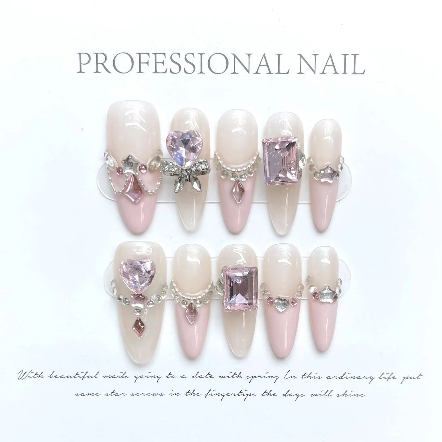 Wenston 3D Fashion Handmade Press On Nails Gel False Nails