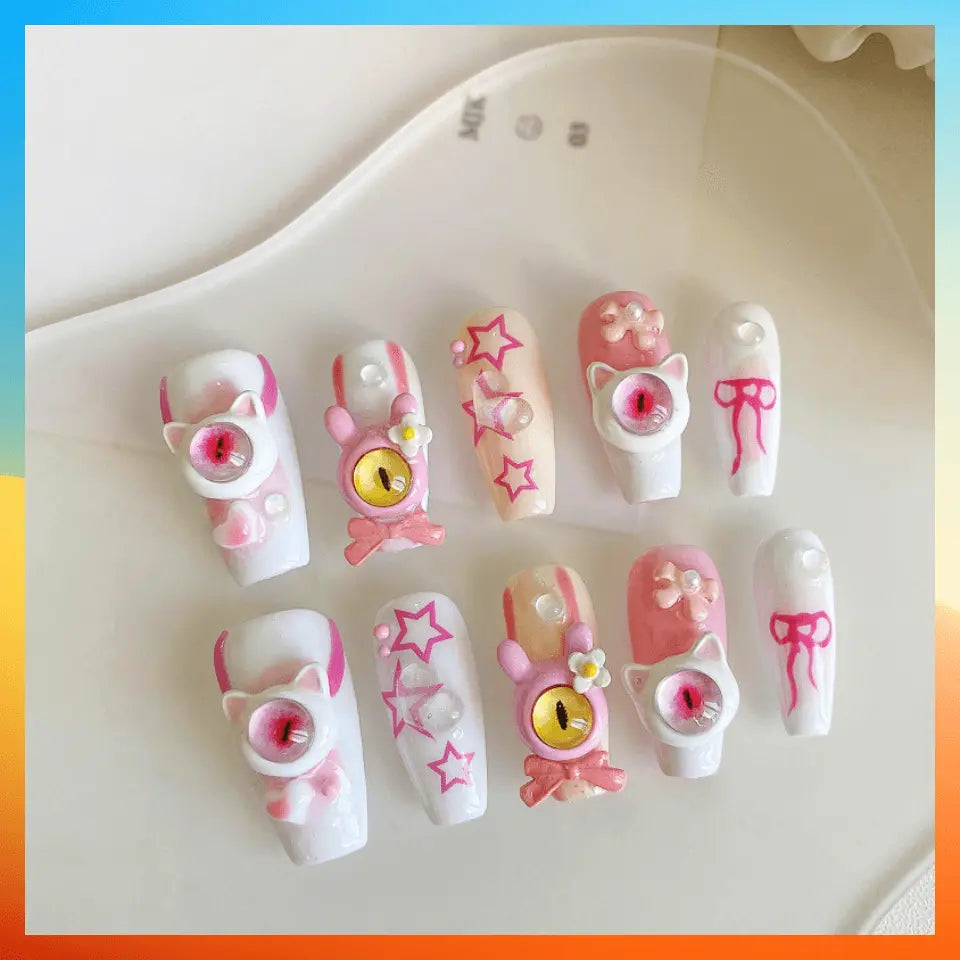 Wenston 3D Hello Kitty Handmade Press On Nails