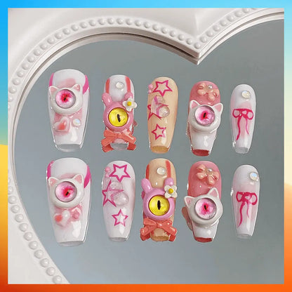 Wenston 3D Hello Kitty Handmade Press On Nails