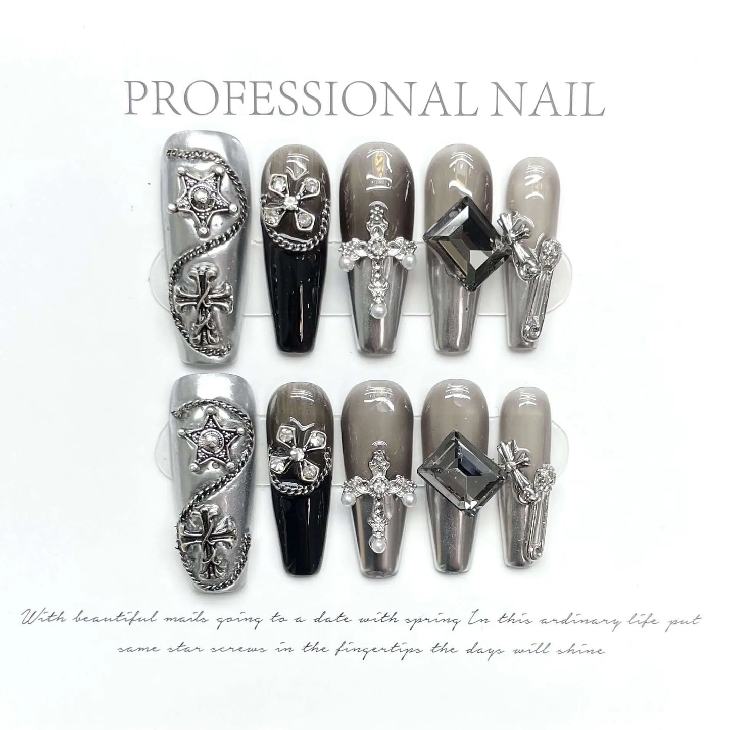 Wenston 3D Fashion Handmade Press On Nails Gel False Nails