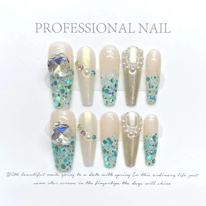 Wenston 3D Fashion Handmade Press On Nails Gel False Nails