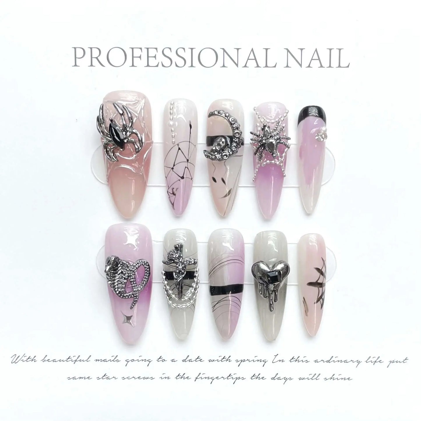 Wenston 3D Fashion Handmade Press On Nails Gel False Nails