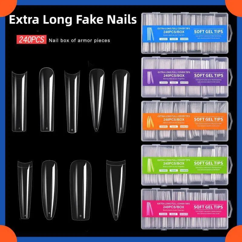 240 Pcs Nail Art Extra Long Fake Nails Press on Nail