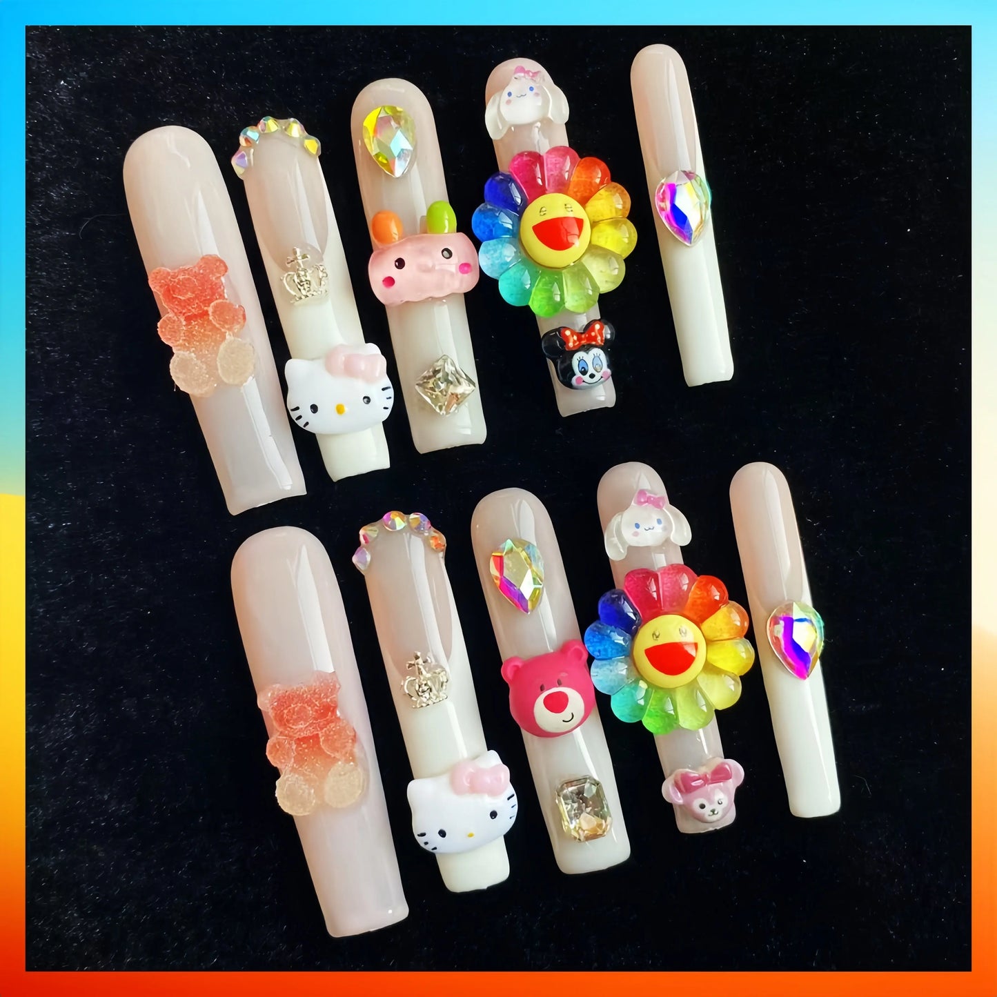 Wenston 5D Handmade Press On Nails Hello Kitty False Nails