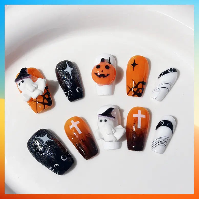 5D Halloween Handmade Press On Nails Festive False Nails Wenston