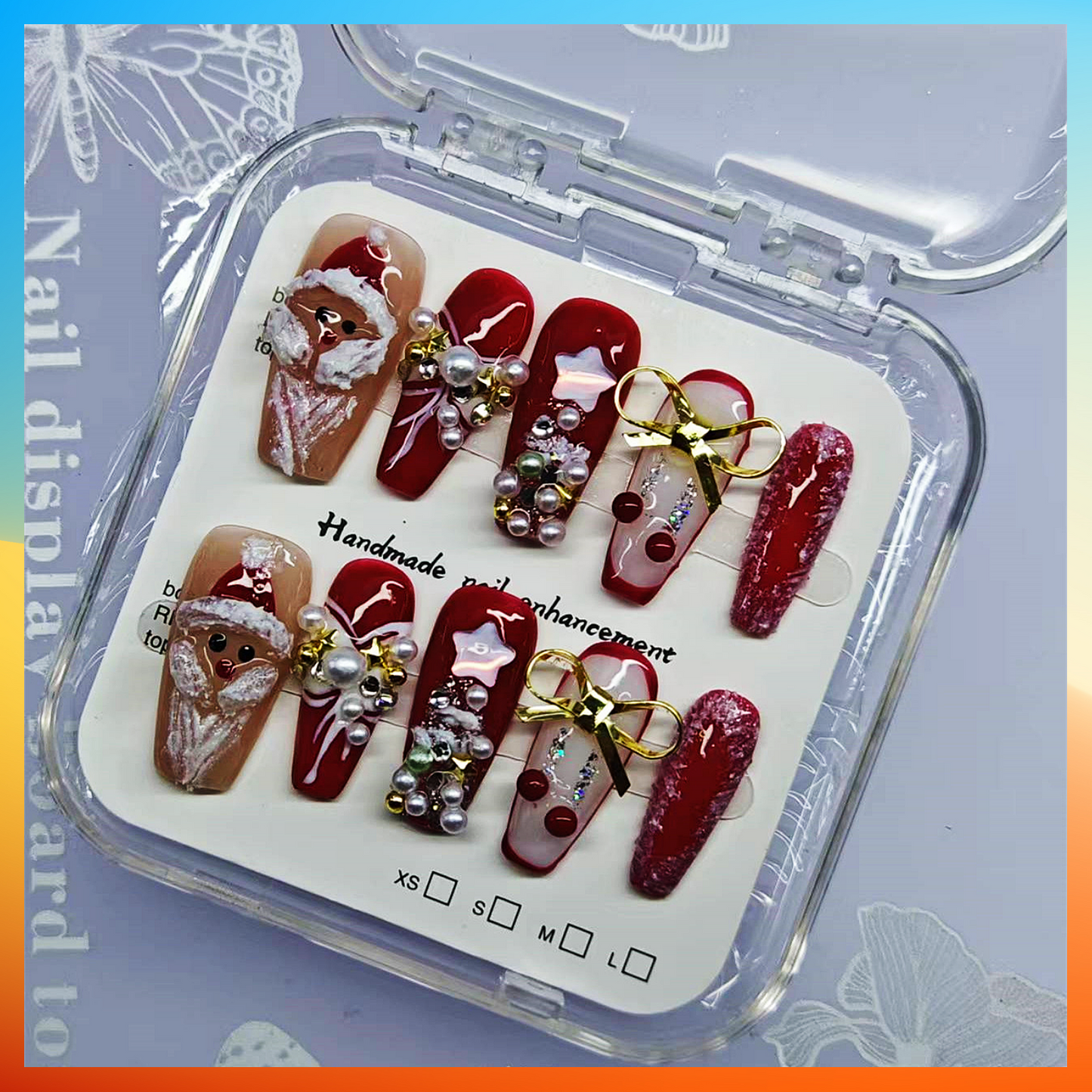 Wenston 5D Handmade Press On Nails Christmas Design False Nails For Women