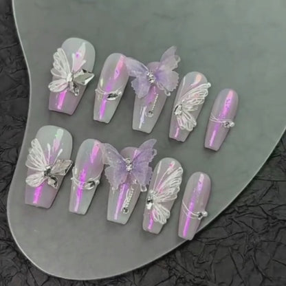 Wenston 5D Handmade Press On Nails Butterfly Style False Nails