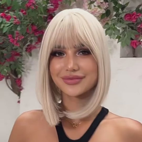WENSTON European Fashion Wig for Women, Platinum blonde