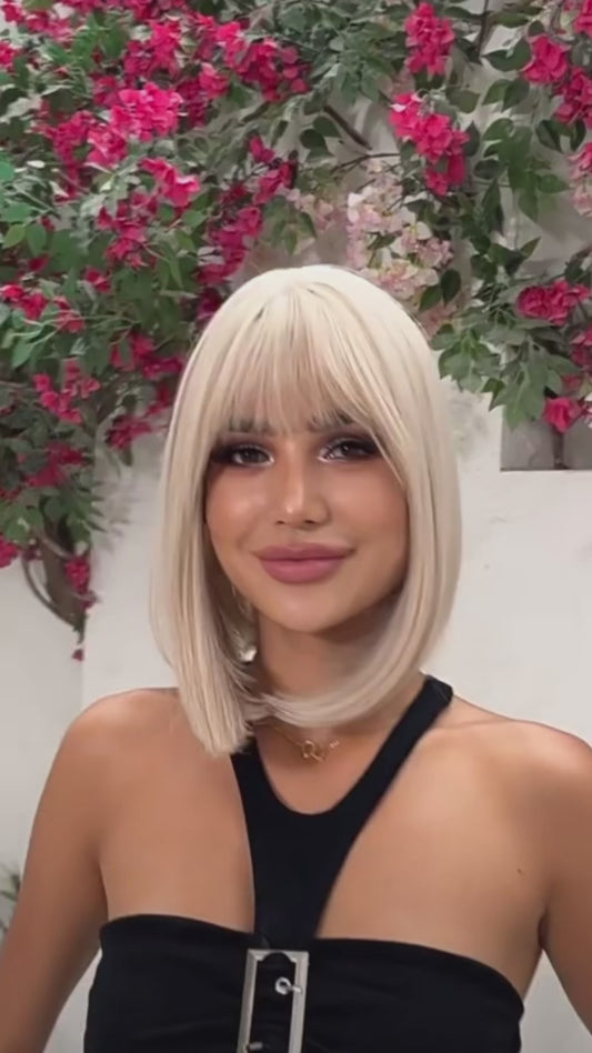 WENSTON European Fashion Wig for Women, Platinum blonde