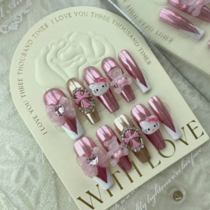 Wenston 3D Hello Kitty Handmade Press On Nails